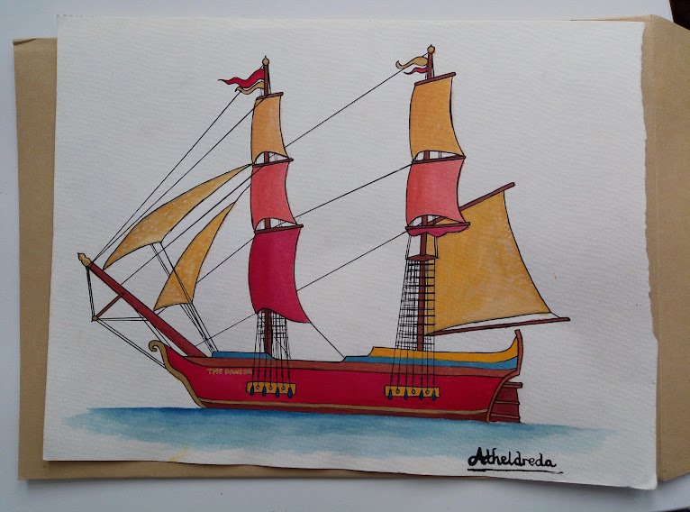 watercolour ship