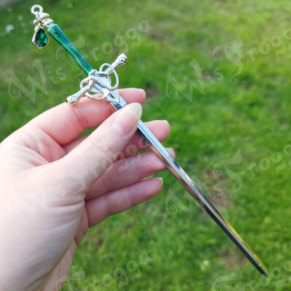 Hair Dagger - Green and Silver