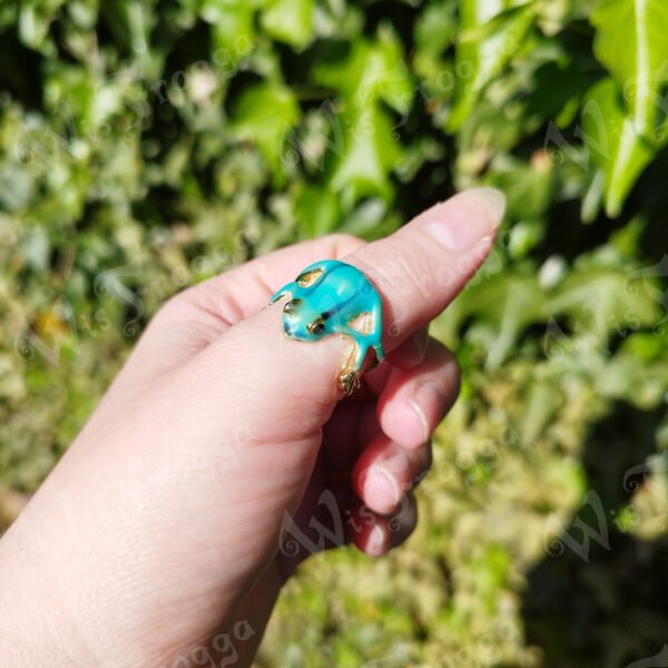 frog ring wis frogga Frog Enamel Cuff Ring - Turquoise