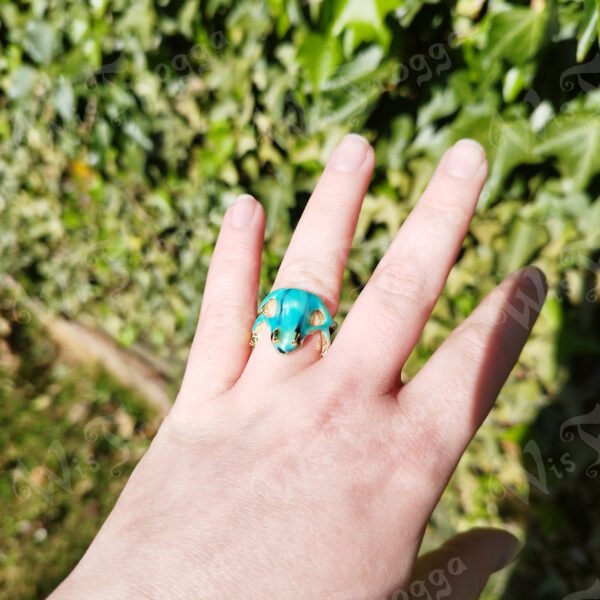 frog ring wis frogga Frog Enamel Cuff Ring - Turquoise