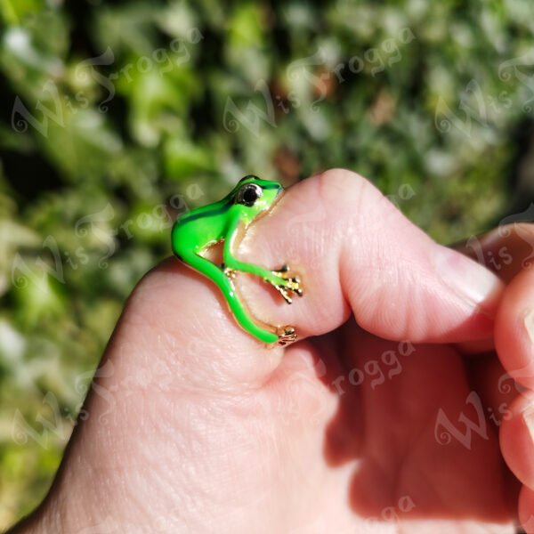 Frog Enamel Cuff Ring - Green