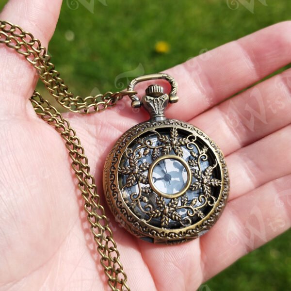 Pocket Watch Necklace - Flowers and Leaves
