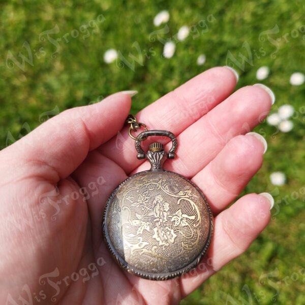 pocket watch necklace butterfly flower WF Pocket Watch Necklace - Butterfly