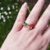Frog and Mushroom Enamel Ring