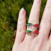 Frog and Mushroom Enamel Ring