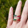 Frog and Mushroom Enamel Ring
