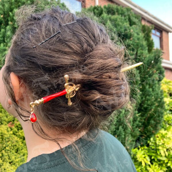 Hair Dagger - Red and Gold